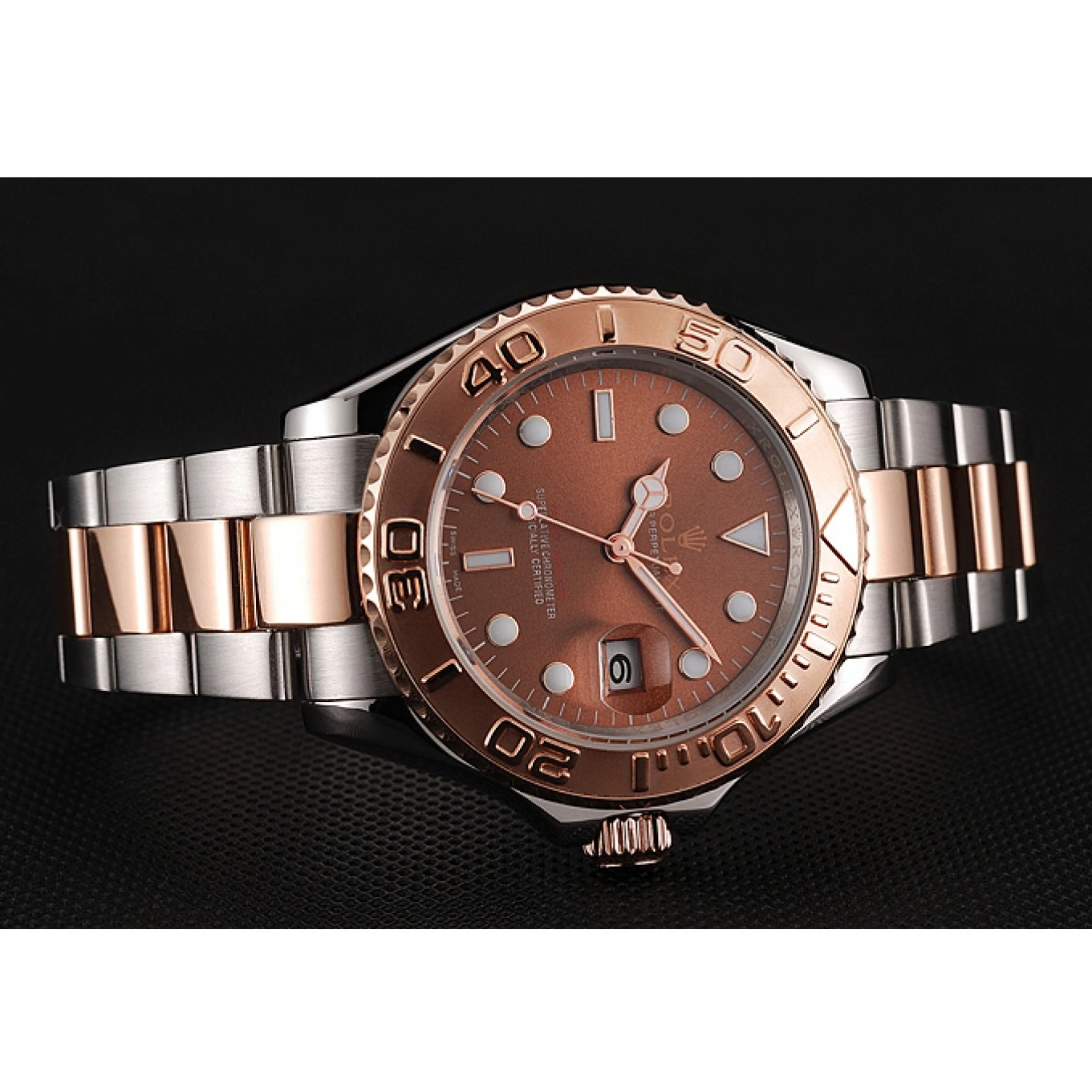Aaa replica Master Stainless Gold Yacht Steel Tone 1453864 Bracelet Rose Rolex Dial Two 0816